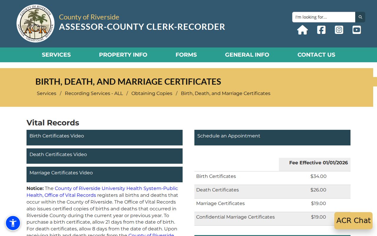 Cathedral City residents directory vital records order information