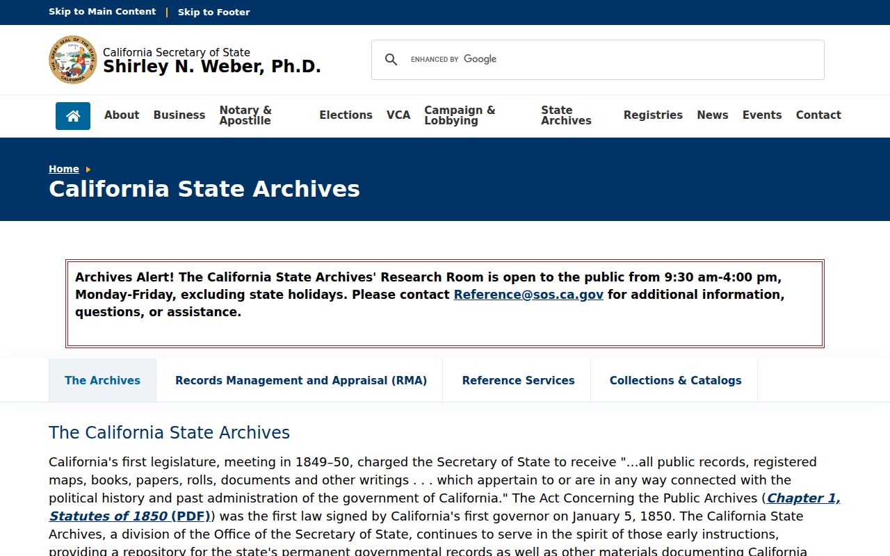 Cathedral City California State Archives research