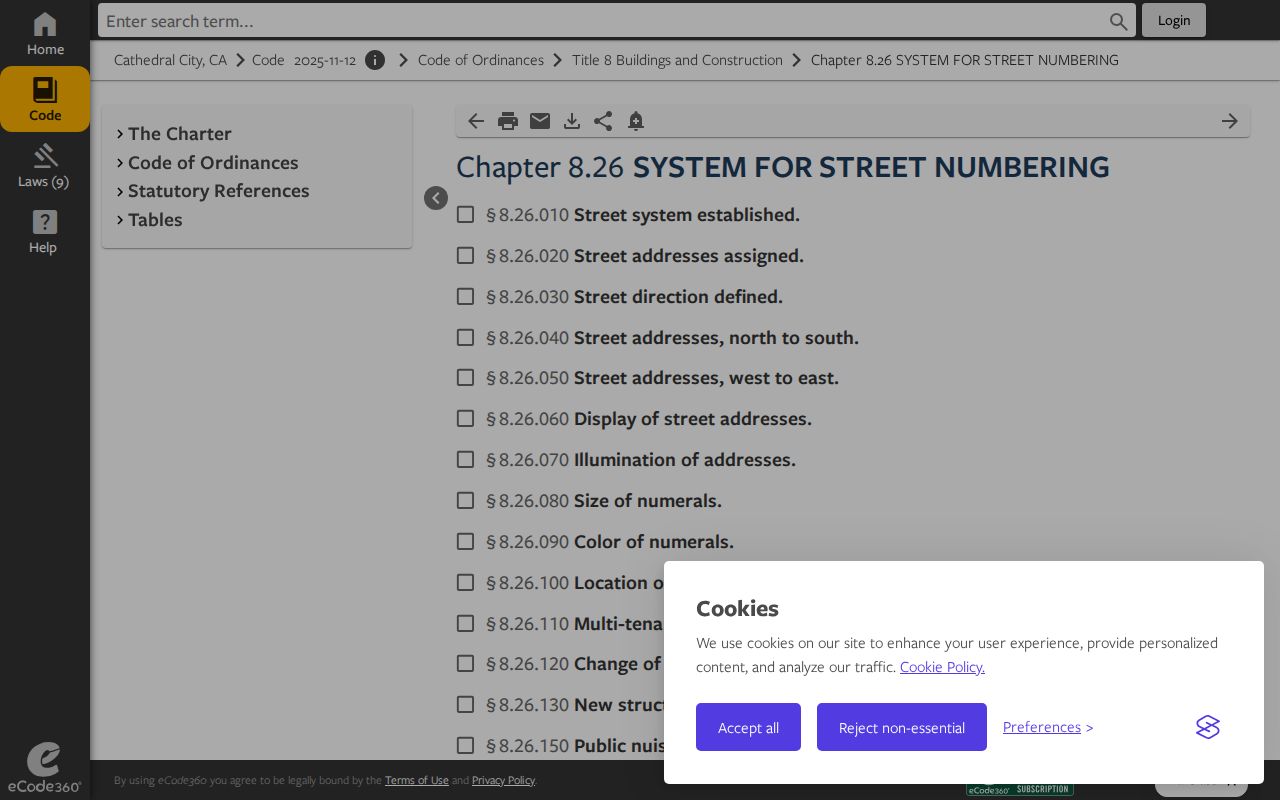 Cathedral City five-digit street-numbering code