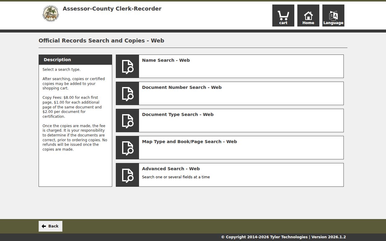 Cathedral City Riverside recorder search modes